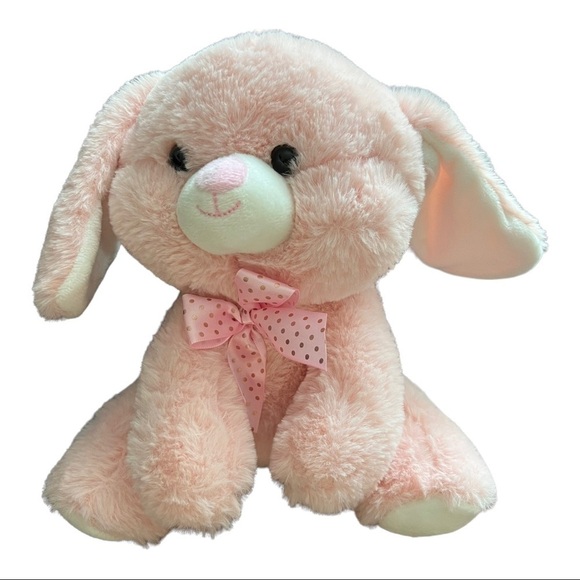 Kelly Toys Bunny Easter Spring Plush Soft Stuffed Animal Toy‎ Pink Bow 9 inch - Picture 1 of 5